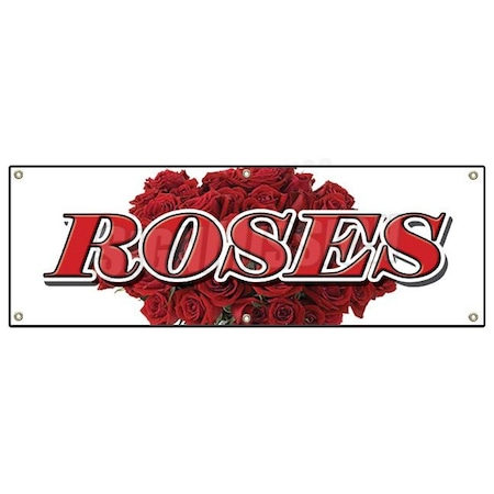 Signmission ROSES BANNER SIGN red rose flowers flower signs florist shop stand long stem B-72 Roses